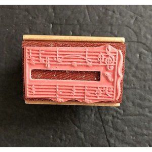 Inkadinkado Rubber Stamp Sheet Music Notes Wood Mount